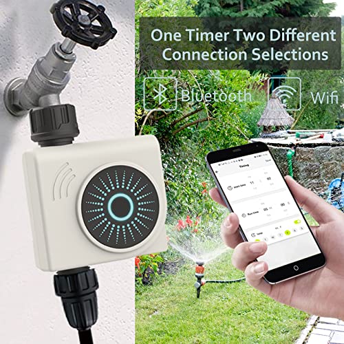 CROSOFMI Water Timer, Smart Sprinkler Timer for Garden, Hose Faucet Watering Timer with WiFi Hub, Wireless Remote APP Control Irrigation System, Water Flow Meter for Garden Lawn Watering