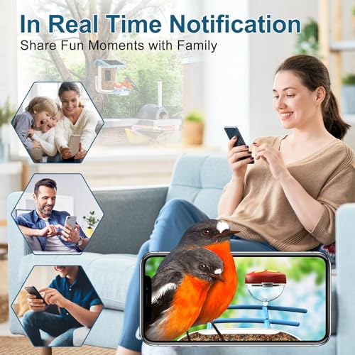 BROAIMX Smart Bird Feeder with Camera, AI Identify 11000+ Bird Species, Bird Watching Camera, Auto Capture Bird Videos & APP Instant Notifications, Bird House with Built-in Two-Way Microphone
