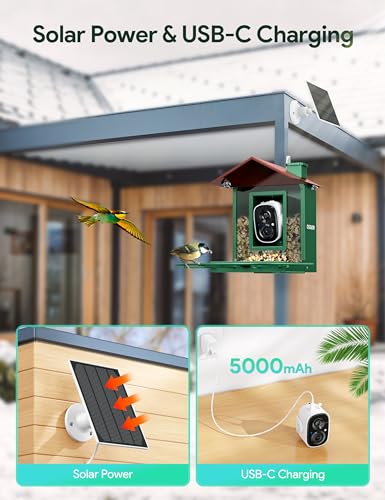 Osoeri Bird Feeder with Camera, Smart Bird Feeder Camera with AI Identify, Auto Capture Bird Videos & Motion Detection, Ideal Gift for Bird lovers