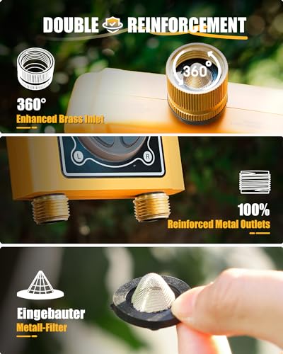 RAINPOINT WiFi Water Timer with Brass Inlet & Outlet，2 Zone WiFi Hose Timer for Lawn,WiFi Sprinkler Controller via APP/Voice Control,Automatic Watering System by Time/Weather/Quantity/Soil Moisture