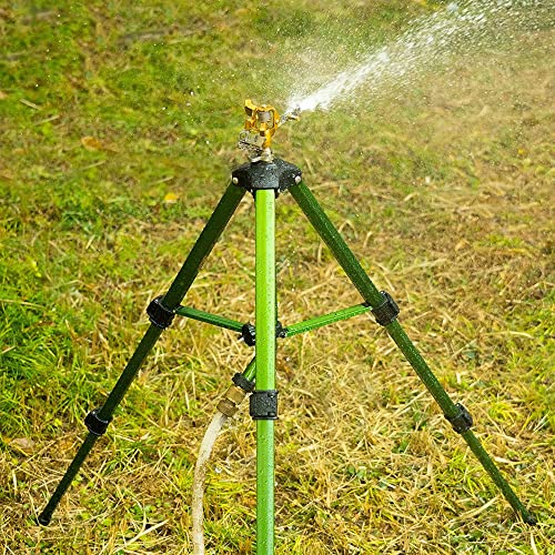 Hourleey Extra Tall Lawn Sprinklers, Tripod Sprinkler with Brass Sprinkler Head for Large Area Garden (2)