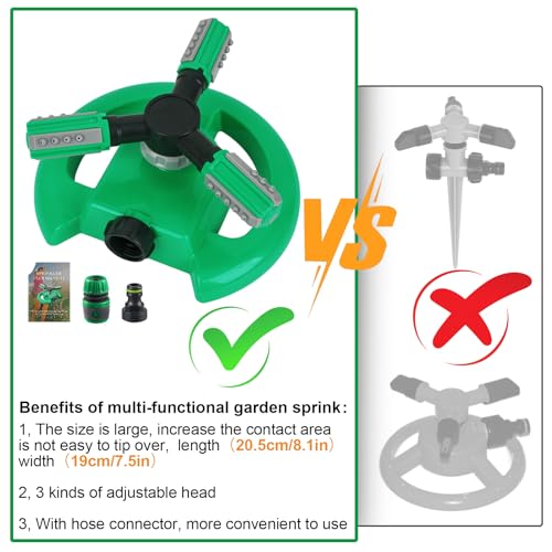 Hinastar Lawn Sprinkler, Automatic Garden Water Sprinkler, Upgrade 360 Degree Rotation Irrigation System, Large Area Coverage, Sprinkler for Yard, Lawn, Kids and Garden-2 Pack（Light Green）……