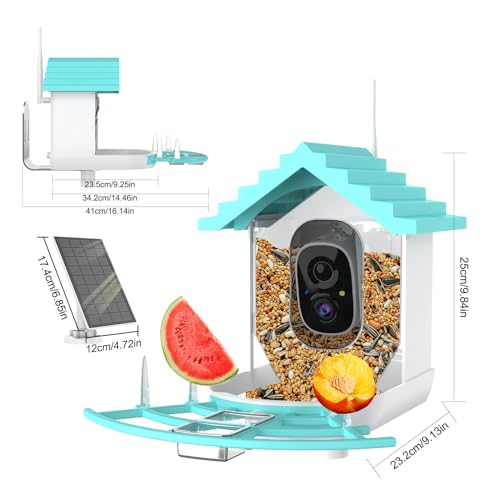 Bird Feeder with Camera,Ai Identify Bird Watching Camera,Smart Bird Feeder with Solar Powered,Auto Capture Birds Video in Backyard,Porch, Patio,Ideal Gifts for Bird Lovers
