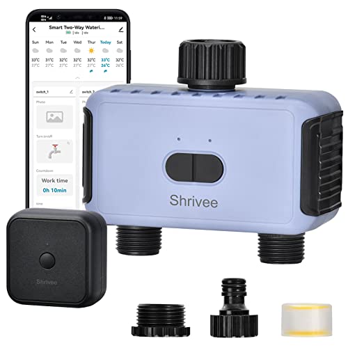 Shrivee WiFi Sprinkler Timer 2 Zone, Smart Water Timer for Garden Hose, Smart Hose Faucet Timer with Bluetooth and App Control, Automatic Irrigation System for Garden, Yards and Lawns (WiFi Version)