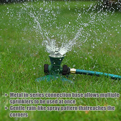 Biswing 2 Pack Lawn Sprinkler, Heavy Duty Metal Square Garden Sprinkler, 360 Degree Large Area Irrigation, Connectable Rotating Automatic Water Sprinklers for Yard Lawn Garden Watering