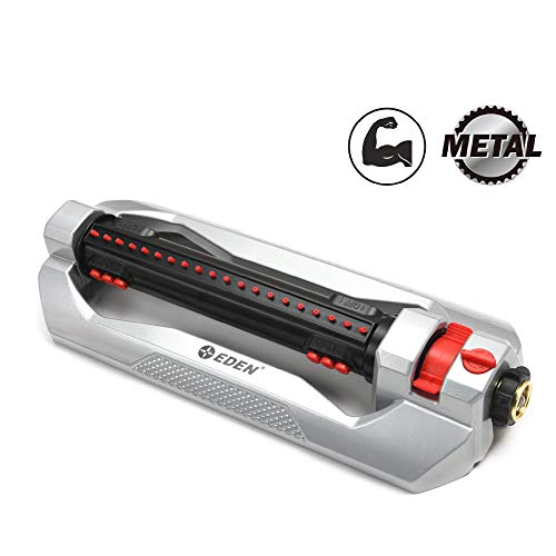 Eden 96216 Heavy Duty Metal 3-Way Oscillating Sprinkler for Large Lawn and Garden W/Quick Connect Starter Set
