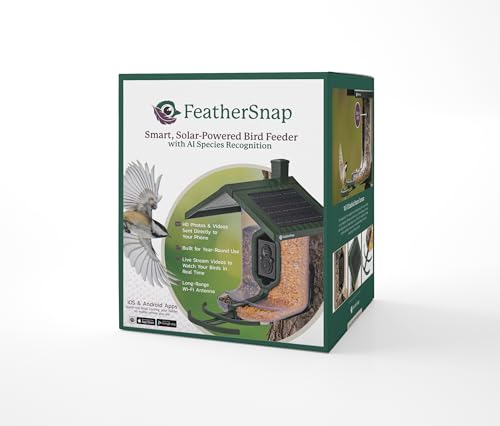 FeatherSnap Scout Wi-Fi Solar Powered Smart Bird Feeder - Automatically Captures HD Pictures and Videos! Best Gift for Bird Watchers! Dual Seed chamber - Feather Snap