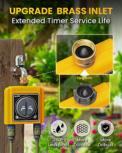 RAINPOINT Sprinkler Timer WiFi Water Timer with Brass Inlet, 2 Outlets Smart Hose Timer,Automatic Irrigation System Controller, APP & Voice Control, Irrigation by Weather/Quantity/Soil Moisture