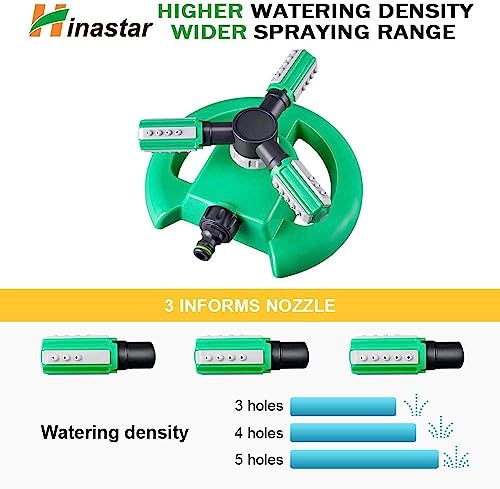 Hinastar Lawn Sprinkler, Automatic Garden Water Sprinkler, Upgrade 360 Degree Rotation Irrigation System, Large Area Coverage, Sprinkler for Yard, Lawn, Kids and Garden-2 Pack（Light Green）……