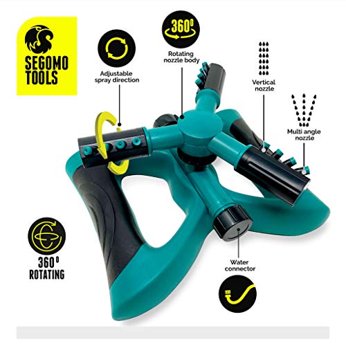 Segomo Tools 2 Pack 360 Degree Automatic Rotating Garden Sprinkler | Lawn Sprinkler | Yard Sprinkler | Lawn Watering Sprinkler | Sprinklers for Yard | Rotating Sprinklers for Yard