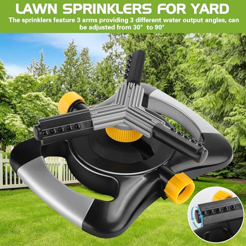 Blushtier 2 Pcs Lawn Sprinkler Oscillating Automatic 360 Degree Rotating Water Sprinkler Adjustable Large Area Coverage Traveling Sprinklers for Yard Irrigation System for 3/4" Garden Hose, 1095 Sq.ft