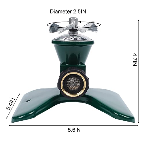 Biswing 2 Pack Lawn Sprinkler, Heavy Duty Metal Square Garden Sprinkler, 360 Degree Large Area Irrigation, Connectable Rotating Automatic Water Sprinklers for Yard Lawn Garden Watering