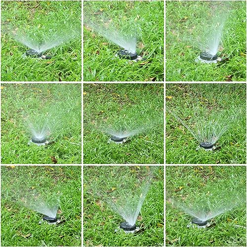 STYDDI Metal 9-Pattern Turret Lawn Sprinkler, 9 Pattern Garden Sprinkler with Heavy-duty Metal Base, Great for Small, Shaped, Medium-Sized Yard Areas, Coverage Area Up to 1,022 Sq.Ft
