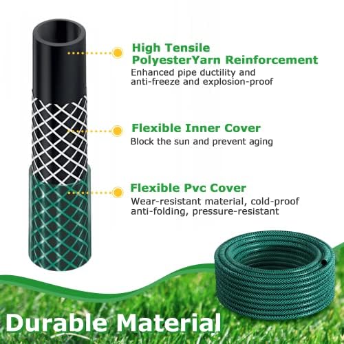 GEJRIO Garden above Ground Sprinkler System Kit for Lawn, 360° Adjustable Irrigation System, Lawn & Garden Sprinklers Watering System with 52.5FT Hose and 8 Pipe Connectors