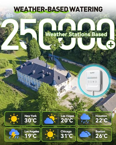 RAINPOINT 8 Zone Smart Sprinkler Controller - Local Weather Intelligence WiFi Sprinkler System Controller, Easy Install APP Control Irrigation System, Sprinkler Timer for Garden Yard