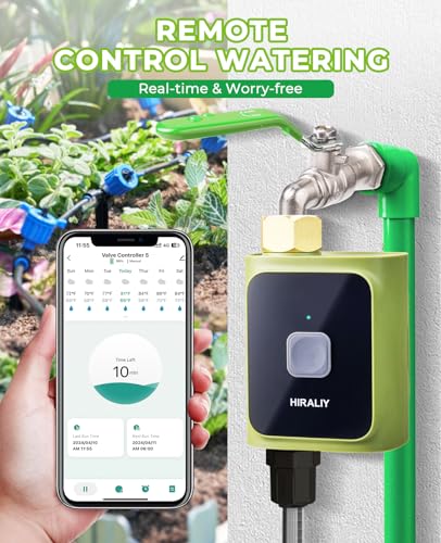 HIRALIY WiFi Water Timer, Smart Hose Timer with WiFi Hub, Support 2.4GHz & 5GHz, Sprinkler Timer for Automatic Irrigation Lawn Sprinkler Garden Watering, Brass Swivel, IP65 Waterproof