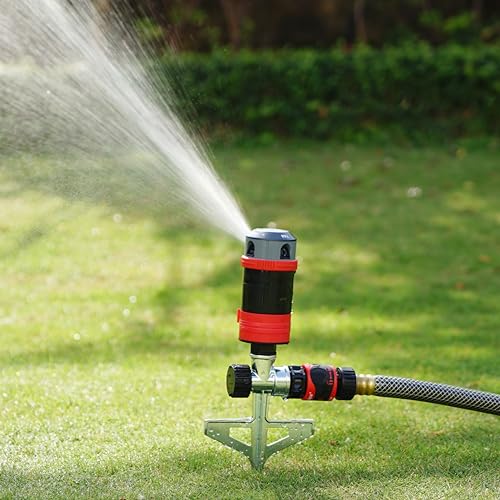 Eden 94146 4-Pattern Rotary Gear Drive Sprinkler with Step Spike Gear Drive, Heavy Duty, Gardening Watering System, Garden&Lawns, Multi Pattern, Coverage up to 4869sq.ft