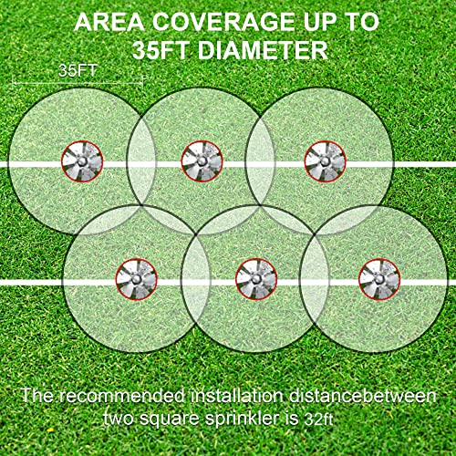 Biswing 2 Pack Lawn Sprinkler, Heavy Duty Metal Square Garden Sprinkler, 360 Degree Large Area Irrigation, Connectable Rotating Automatic Water Sprinklers for Yard Lawn Garden Watering
