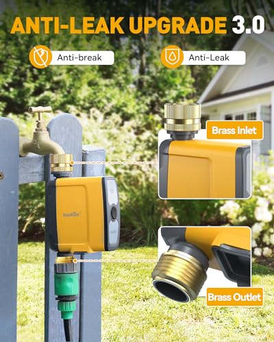 RAINPOINT WiFi Water Timer, Smart Sprinkler Timer Hose Timer WiFi Irrigation Controller, Smart Sprinkler System Valve, APP & Voice Control, Weather-Based Automatic Rain Delay, Brass Inlet & Outlet