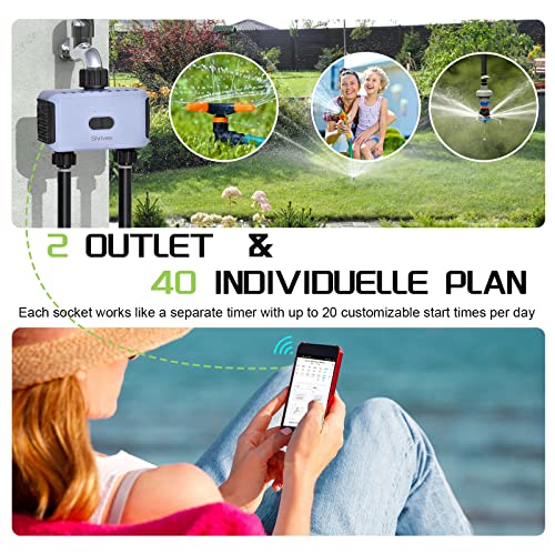 Shrivee WiFi Sprinkler Timer 2 Zone, Smart Water Timer for Garden Hose, Smart Hose Faucet Timer with Bluetooth and App Control, Automatic Irrigation System for Garden, Yards and Lawns (WiFi Version)