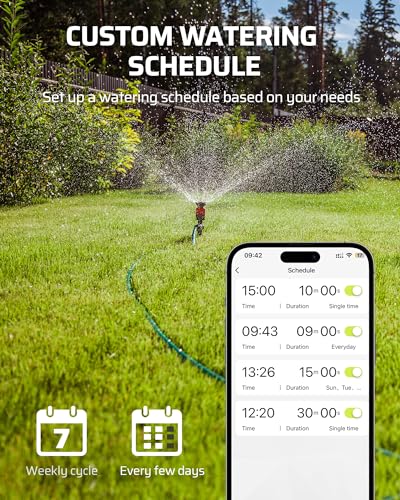 DEWENWILS WiFi Sprinkler Timer 2 Zone, Water Timer for Garden Hose 2 Outlets Smart Hose Timer, Automatic Irrigation System, APP Control, Rain Delay & Manual Watering, for Yard Lawn Plant