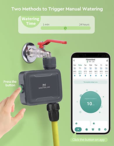 Moistenland Sprinkler Timer, Smart Hose Faucet Timer, Remote APP Control, Support Alexa Voice Control, Outdoor Hose Timer for Garden Lawns Plants, Irrigation Timer for Flowerbed Gray