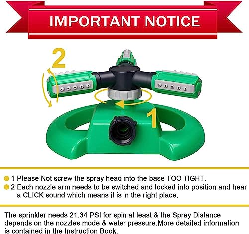 Hinastar Lawn Sprinkler, Automatic Garden Water Sprinkler, Upgrade 360 Degree Rotation Irrigation System, Large Area Coverage, Sprinkler for Yard, Lawn, Kids and Garden-2 Pack（Light Green）……