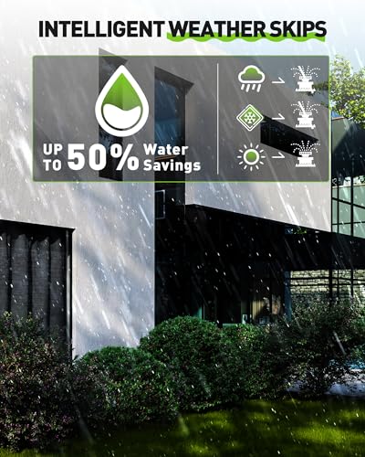 RAINPOINT 8 Zone Smart Sprinkler Controller - Local Weather Intelligence WiFi Sprinkler System Controller, Easy Install APP Control Irrigation System, Sprinkler Timer for Garden Yard