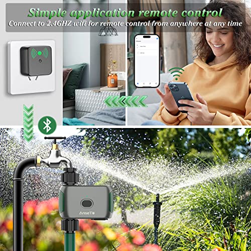 AnseTo Sprinkler Timer WiFi Water Timer for Garden/Lawn,Irrigation Hose Timer with WiFi Hub Remote Control Irrigation System Compatible with Alexa and Google Home with Two Irrigation Modes/Rain Delay
