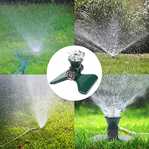 Biswing 2 Pack Lawn Sprinkler, Heavy Duty Metal Square Garden Sprinkler, 360 Degree Large Area Irrigation, Connectable Rotating Automatic Water Sprinklers for Yard Lawn Garden Watering