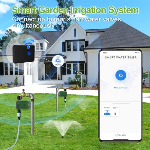 Sprinkler Timer for Garden Hose, Edicc Smart Hose Timer for Watering, APP Control, Weather-Based Automatic Rain Delay, Single Outlet Water Timer for Outdoor Hose, Lawn, Yard