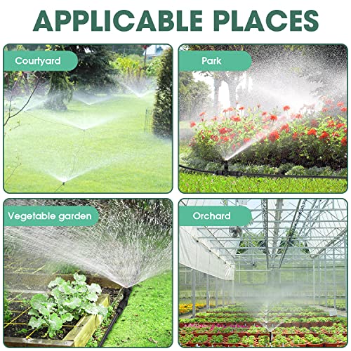 LADER Garden above Ground Sprinkler System Kit for Lawn, 360° Adjustable Irrigation System Garden Lawn Sprinkler, Black Sprinkler with 52.5FT Hose and 8 Pipe Connectors,DIY Plant Watering Set (4 Pcs)