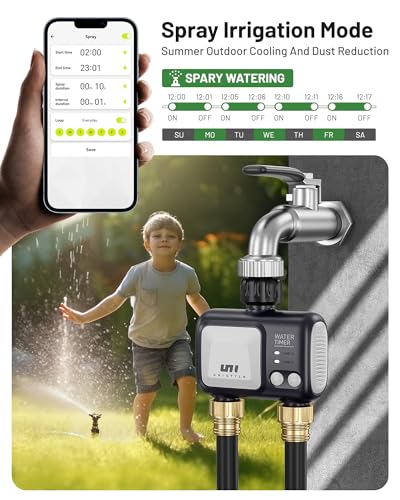 Unistyle WiFi Sprinkler Timer 2 Zone, Programmable Smart Water Timer 2 Outlet, WiFi Irrigation Controller with Rain Delay/Auto Mode/Manual, Outdoor Hose Timer for Lawns, Yards and Garden