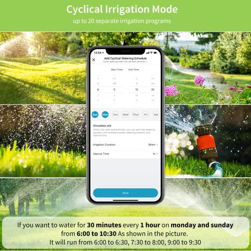 Bluetooth Sprinkler Timer 2 Zone, Diivoo Smart Water Timer for Garden Hose Up to 40 Separate Programmable Schedules, Rain Delay, Manual Watering, Working Range is 49.2ft, for Yard Lawn, Pool Filling