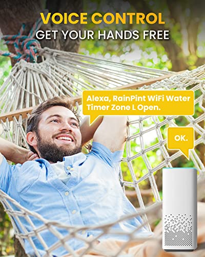RAINPOINT Sprinkler Timer WiFi Water Timer with Brass Inlet, 2 Outlets Smart Hose Timer,Automatic Irrigation System Controller, APP & Voice Control, Irrigation by Weather/Quantity/Soil Moisture