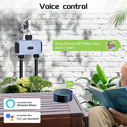 Shrivee WiFi Sprinkler Timer 2 Zone, Smart Water Timer for Garden Hose, Smart Hose Faucet Timer with Bluetooth and App Control, Automatic Irrigation System for Garden, Yards and Lawns (WiFi Version)