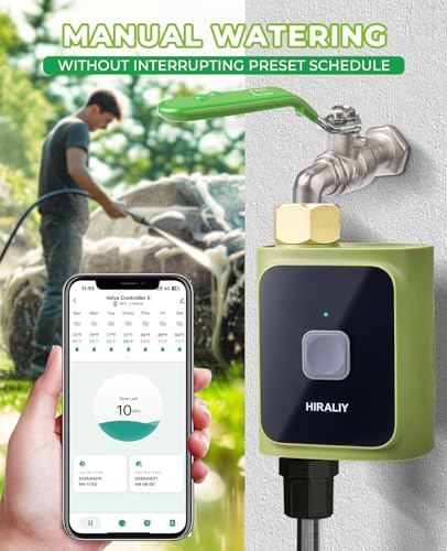 HIRALIY WiFi Water Timer, Smart Hose Timer with WiFi Hub, Support 2.4GHz & 5GHz, Sprinkler Timer for Automatic Irrigation Lawn Sprinkler Garden Watering, Brass Swivel, IP65 Waterproof