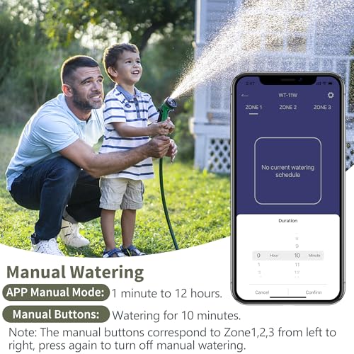 Diivoo WiFi Sprinkler Timer 3 Zone, Smart Water Hose Timer Compatible with Alexa and Google, Remote Control Irrigation Timer, Automatic Manual Watering, Rain Delay, for Garden, Yards and Lawns