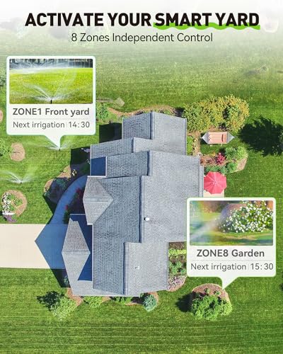 RAINPOINT 8 Zone Smart Sprinkler Controller - Local Weather Intelligence WiFi Sprinkler System Controller, Easy Install APP Control Irrigation System, Sprinkler Timer for Garden Yard