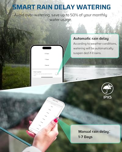 DEWENWILS WiFi Sprinkler Timer 2 Zone, Water Timer for Garden Hose 2 Outlets Smart Hose Timer, Automatic Irrigation System, APP Control, Rain Delay & Manual Watering, for Yard Lawn Plant