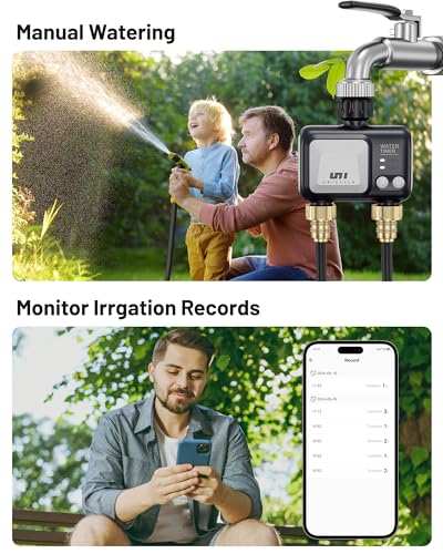 Unistyle WiFi Sprinkler Timer 2 Zone, Programmable Smart Water Timer 2 Outlet, WiFi Irrigation Controller with Rain Delay/Auto Mode/Manual, Outdoor Hose Timer for Lawns, Yards and Garden