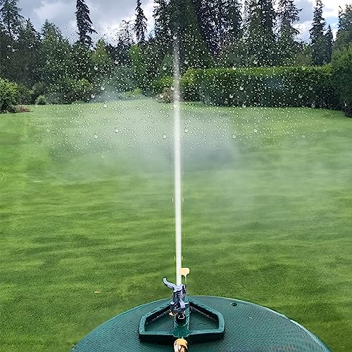 Hourleey Pulsating Impact Sprinkler with Metal Base, Heavy Duty Circular Zinc Alloy Sprinkler with Sprinkler Head, Garden Hose Sprinklers System for Large Area Lawn Yard Garden