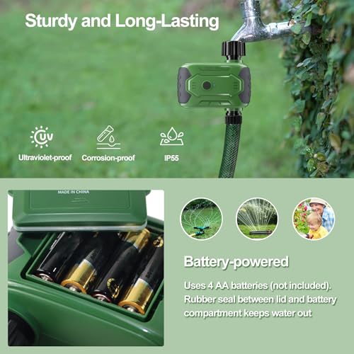 Sprinkler Timer for Garden Hose, Edicc Smart Hose Timer for Watering, APP Control, Weather-Based Automatic Rain Delay, Single Outlet Water Timer for Outdoor Hose, Lawn, Yard