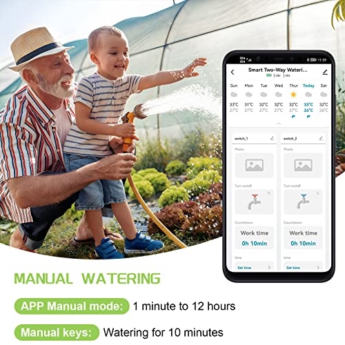 Shrivee WiFi Sprinkler Timer 2 Zone, Smart Water Timer for Garden Hose, Smart Hose Faucet Timer with Bluetooth and App Control, Automatic Irrigation System for Garden, Yards and Lawns (WiFi Version)