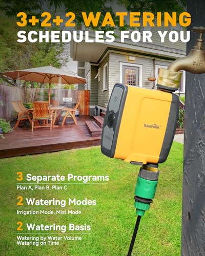 RAINPOINT WiFi Water Timer, Smart Sprinkler Timer Hose Timer WiFi Irrigation Controller, Smart Sprinkler System Valve, APP & Voice Control, Weather-Based Automatic Rain Delay, Brass Inlet & Outlet