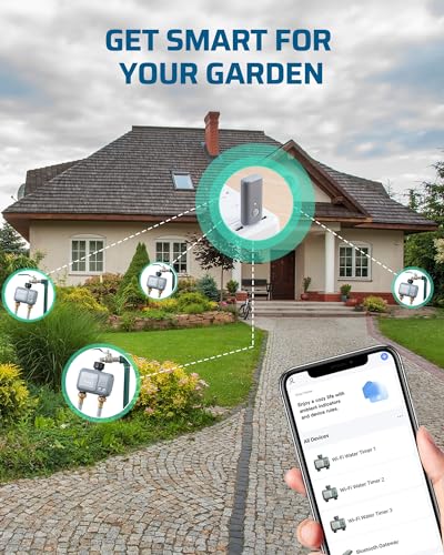 DEWENWILS WiFi Sprinkler Timer 2 Zone, Water Timer for Garden Hose 2 Outlets Smart Hose Timer, Automatic Irrigation System, APP Control, Rain Delay & Manual Watering, for Yard Lawn Plant