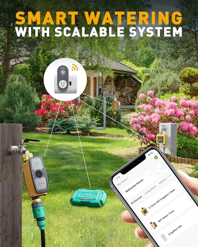 RAINPOINT WiFi Water Timer, Smart Sprinkler Timer Hose Timer WiFi Irrigation Controller, Smart Sprinkler System Valve, APP & Voice Control, Weather-Based Automatic Rain Delay, Brass Inlet & Outlet