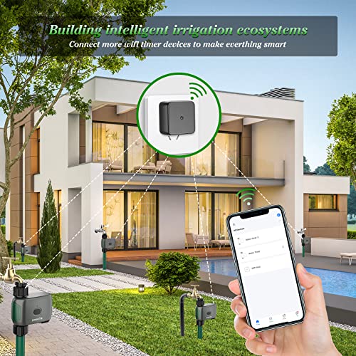 AnseTo Sprinkler Timer WiFi Water Timer for Garden/Lawn,Irrigation Hose Timer with WiFi Hub Remote Control Irrigation System Compatible with Alexa and Google Home with Two Irrigation Modes/Rain Delay