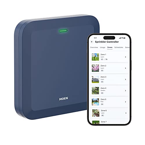 Moen 8-Zone Smart Sprinkler Controller, Wi-Fi Connectible Smart Irrigation System with Automatic Water Timer, WICNT008G1USA