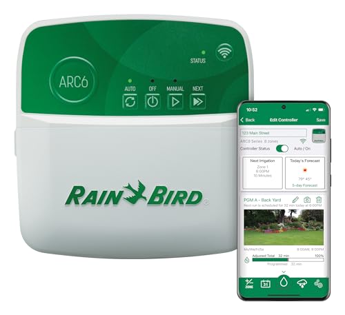 Rain Bird ARC6 App-Based Indoor Smart Irrigation WiFi Timer/Controller, 6-Zone/Station, EPA WaterSense Certified, Compatible with Alexa